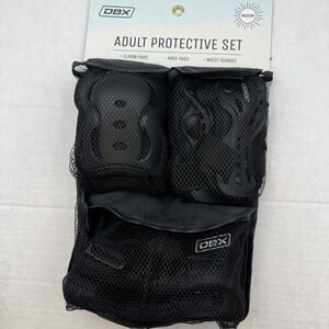 NEW DBX Adult Protective Set Elbow Pads Knee Pads Wrist Guards Size Medium Black